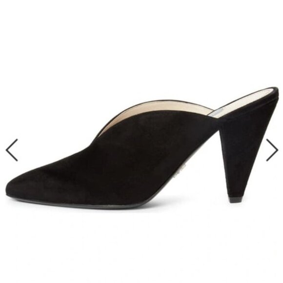 PRADA Black Suede V-cut mules size 39 ~ NWOT!